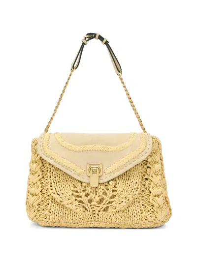 Ermanno Scervino Joy Raffia Suede Shoulder Bag In Yellow