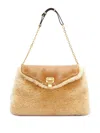 Ermanno Scervino Joy Shearling Chain Shoulder Bag In Neutral