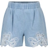 ERMANNO SCERVINO JUNIOR BLUE SHORTS FOR GIRL WITH EMBROIDERY