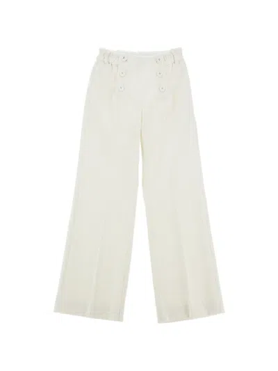 Ermanno Scervino Junior Kids' Button-detail Corduroy Trousers In White