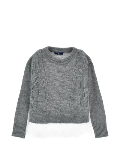 Ermanno Scervino Junior Kids' Cable-knit Sweater In Gray