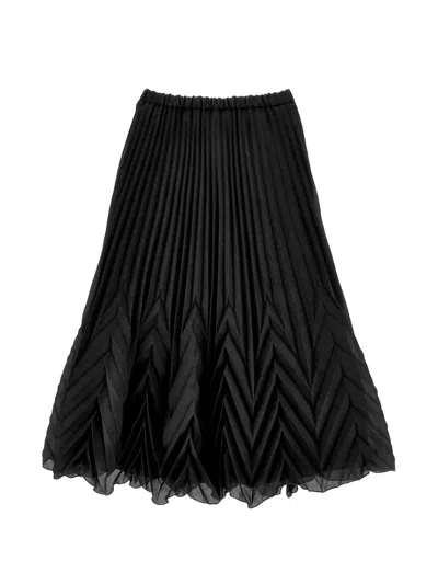 Ermanno Scervino Junior Kids' Chevron-pleated Skirt In Black