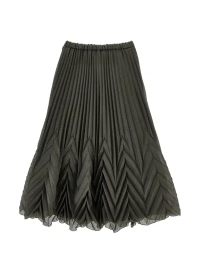Ermanno Scervino Junior Kids' Chevron-pleated Skirt In Green