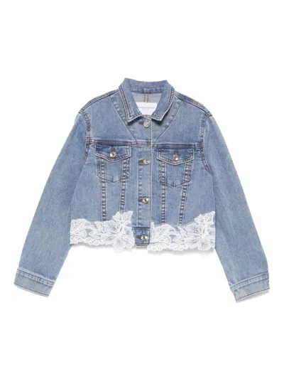 Ermanno Scervino Junior Kids' Corded-lace Jacket In Light Blue
