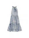 ERMANNO SCERVINO JUNIOR COTTON AND SILK VOILE SLEEVELESS DRESS WITH LACE