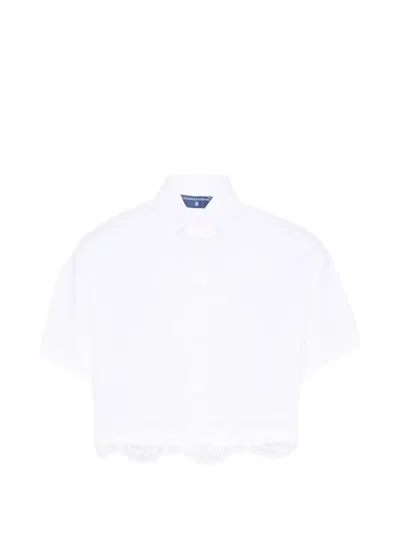 Ermanno Scervino Junior Kids' Cropped Short-sleeve Shirt In White