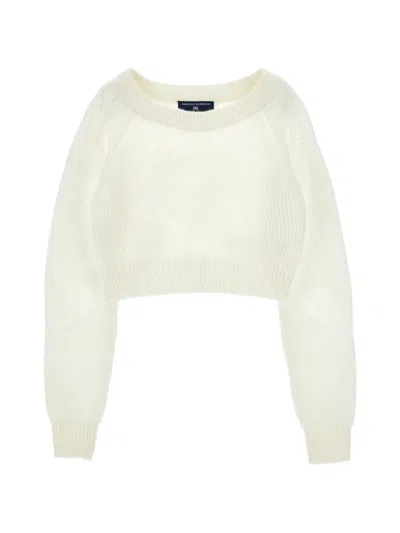 Ermanno Scervino Junior Kids' Diamond-pattern Cropped Sweater In White