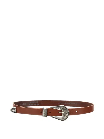 Ermanno Scervino Junior Kids' Embellished Buckle Belt In Brown