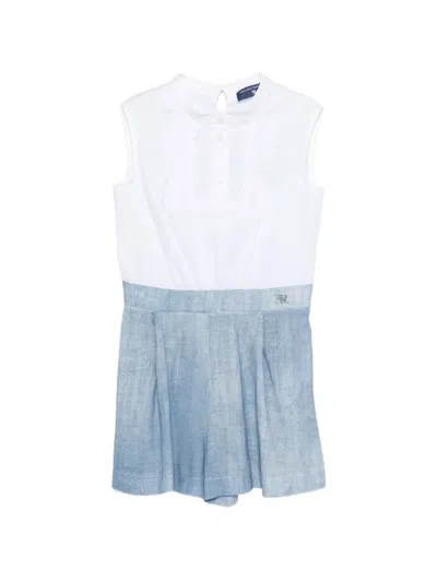 Ermanno Scervino Junior Kids' Embroidery Panel Dress In White