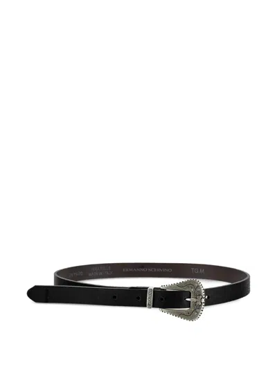Ermanno Scervino Junior Kids' Engraved Leather Belt In Black