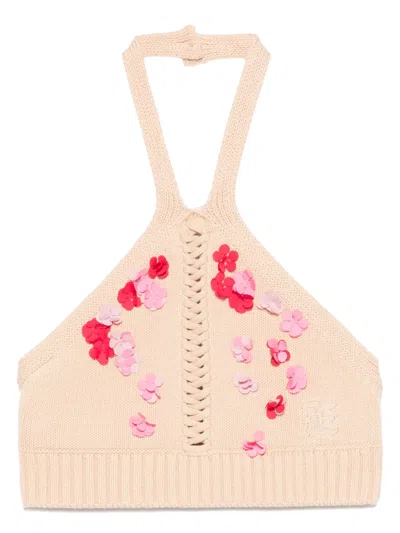Ermanno Scervino Junior Kids' Floral-appliqué Top In Neutrals