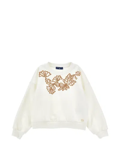 Ermanno Scervino Junior Kids' Floral-embroidered Sweater In White