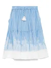 Ermanno Scervino Junior Striped Tiered Skirt In Light Blue
