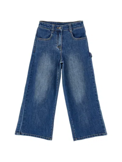 Ermanno Scervino Junior Kids' Hammer-loop Wide-leg Jeans In Blue