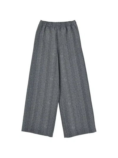 Ermanno Scervino Junior Kids' Herringbone-pattern Elasticated-waist Trousers In Blue