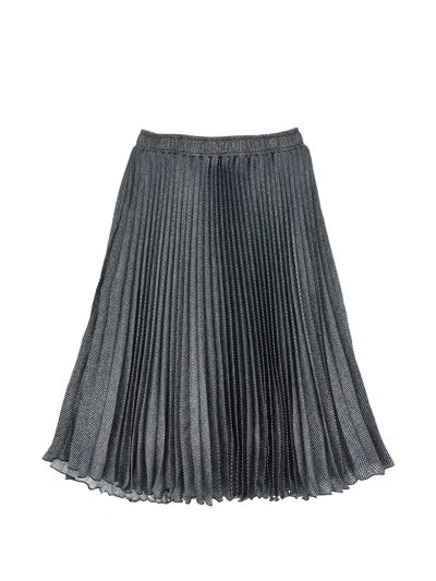 Ermanno Scervino Junior Kids' Herringbone-pattern Pleated Skirt In Black