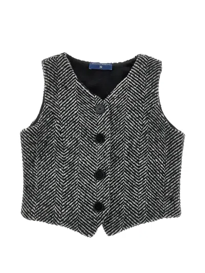 Ermanno Scervino Junior Kids' Herringbone-pattern Waistcoat In Gray