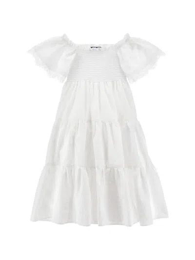 Ermanno Scervino Junior Kids' Lace-trimmed Tiered Dress In White