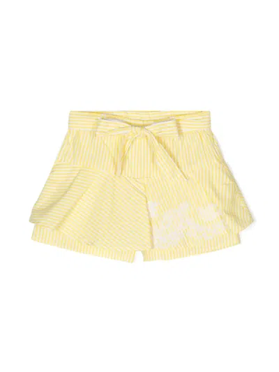 Ermanno Scervino Junior Kids' Layered-design Striped Shorts In Yellow