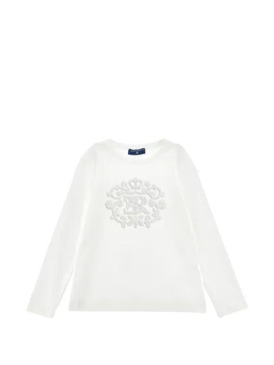 Ermanno Scervino Junior Kids' Logo-embroidered Long-sleeve T-shirt In White