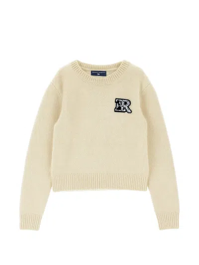 Ermanno Scervino Junior Kids' Logo-patch Ribbed-trim Sweater In Neutral