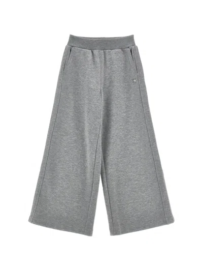 Ermanno Scervino Junior Kids' Logo-plaque Wide-leg Trousers In Gray
