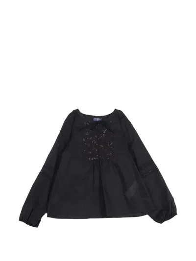 Ermanno Scervino Junior Kids' Long-sleeve Crew-neck Dress In Black