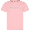 ERMANNO SCERVINO JUNIOR PINK T-SHIRT FOR GIRL WITH LOGO