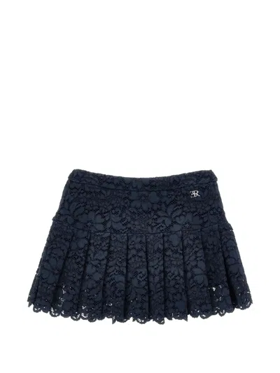 Ermanno Scervino Junior Kids' Pleated Lace Skirt In Blue