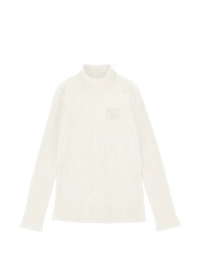 Ermanno Scervino Junior Kids' Ribbed Logo-patch Sweater In White