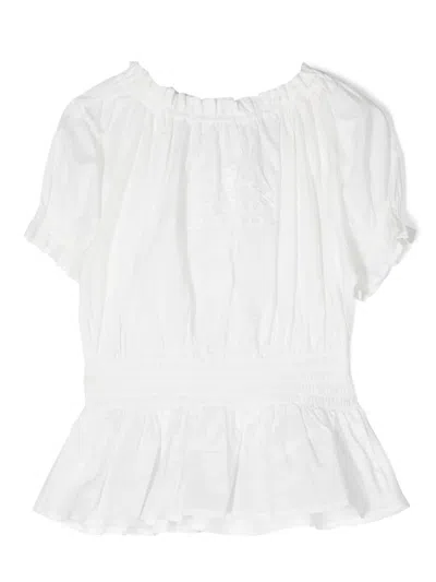 Ermanno Scervino Junior Kids' White T-shirt For Girl With Logo In Bianco