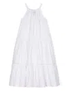 ERMANNO SCERVINO JUNIOR SLEEVELESS WHITE FLOUNCED DRESS WITH LACE