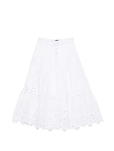 Ermanno Scervino Junior Kids' Tiered Eyelet Skirt In White