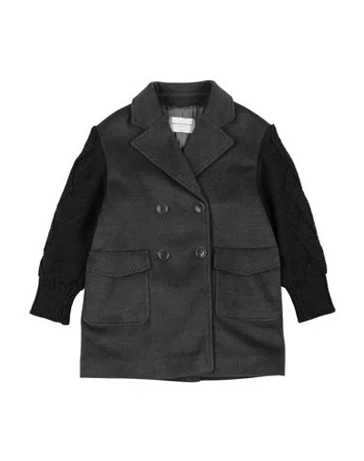 Ermanno Scervino Junior Babies'  Toddler Girl Coat Lead Size 4 Polyester, Viscose, Merino Wool, Acrylic In Gray