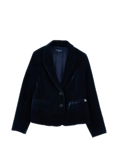 Ermanno Scervino Junior Kids' Velvet Logo-plaque Jacket In Multi