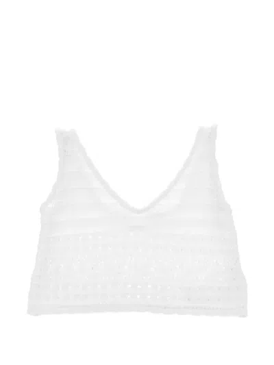 Ermanno Scervino Junior Kids' V-neck Sleeveless Knitted Top In White