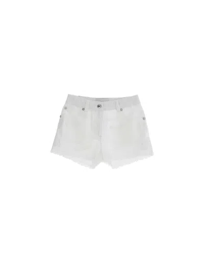 Ermanno Scervino Junior Kids' White Denim Shorts With Lace Appliqués