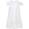ERMANNO SCERVINO JUNIOR WHITE DRESS FOR GIRL WITH FLOWER