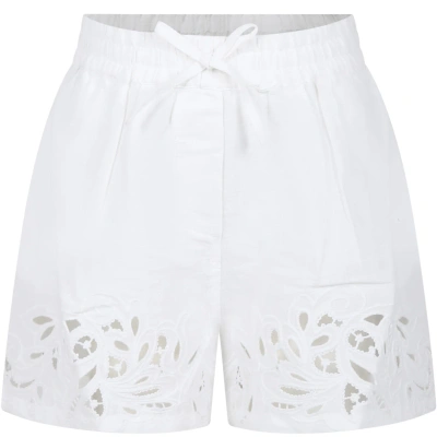 Ermanno Scervino Junior Kids' White Shorts For Girl With Embroidery