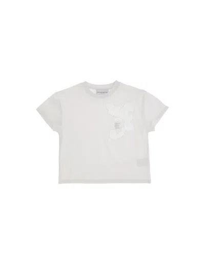 Ermanno Scervino Junior Kids' White T-shirt With Lace Appliqué