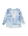 Ermanno Scervino Junior Woman Top Pastel Blue Size 10 Cotton, Silk In Blue
