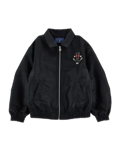 Ermanno Scervino Kids  Bomber Jacket With Embroidered Zip In Black