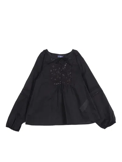 Ermanno Scervino Kids Caftano Con Plastron Rica In Black