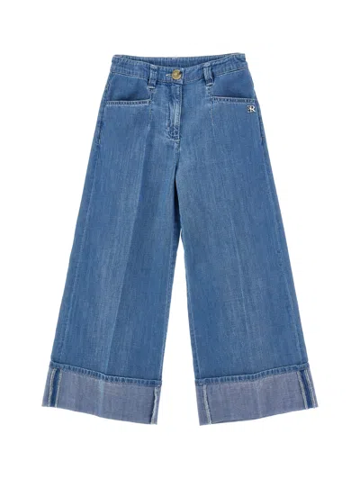 Ermanno Scervino Kids  Chambray Trousers In Blue