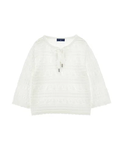 Ermanno Scervino Kids  Crochet Top With Lace In White