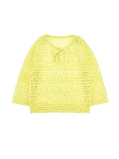 Ermanno Scervino Kids  Crochet Top With Lace In Yellow