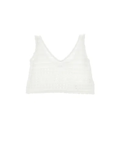 Ermanno Scervino Kids  Cropped Crochet Top In Neutral