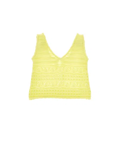 Ermanno Scervino Kids  Cropped Crochet Top In Yellow