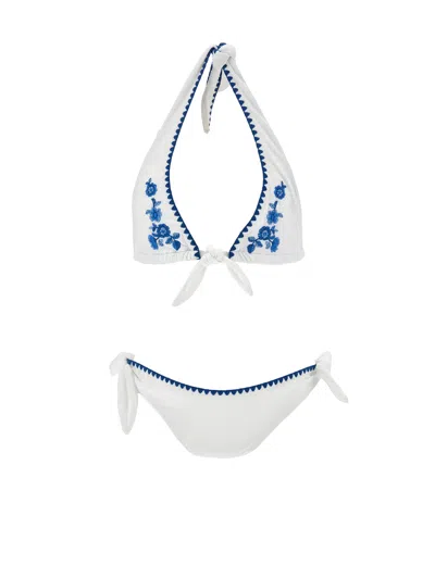 Ermanno Scervino Kids  Denim Embroidered Bikini In Multi