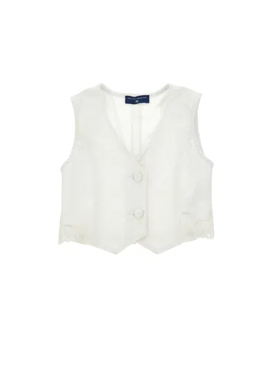 Ermanno Scervino Kids  Embroidered Bull Denim Vest In Neutral